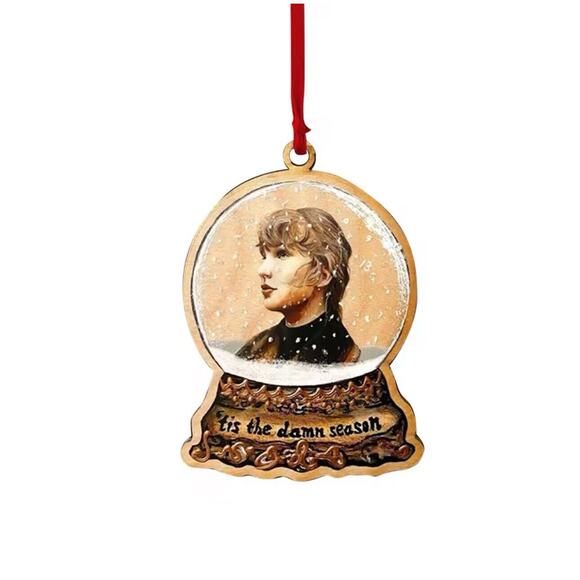 Taylor Swift Flat 2D Tis The Damn Season Snow Globe Christmas Ornament - Picture 1 of 1
